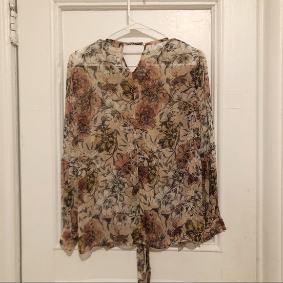 Zara Tops | Zara Floral Tie Front Blouse | Poshmark
